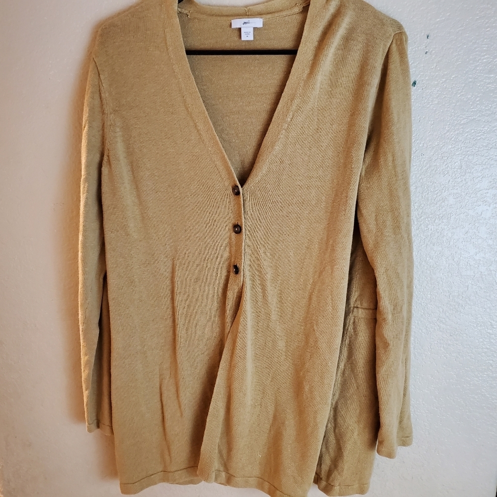 J. JILL Mustard Yellow Linen Boho Button Cardigan